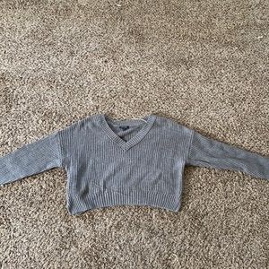 Grey Knit Cropped Sweater